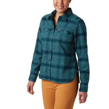 Columbia Overhemd Dames, Silver Ridge Long Sleeve Flannel Top Blauw, 56QNUACIF